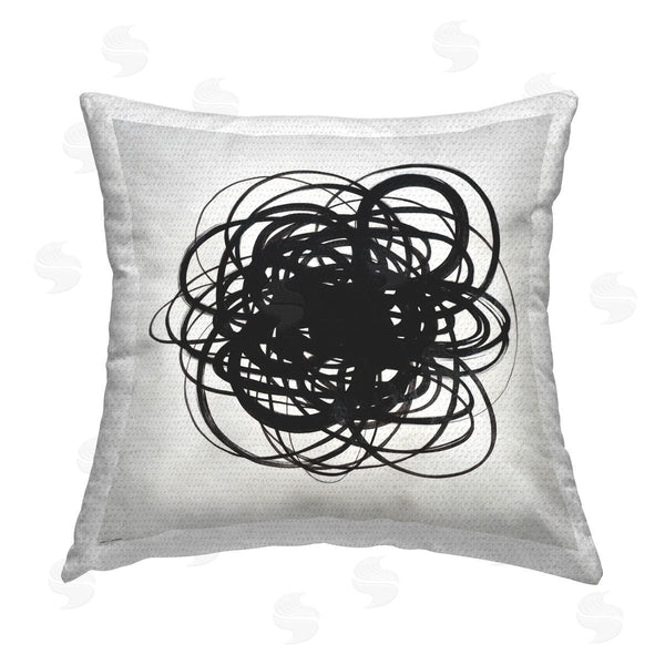 Stupell Industries KC Haxton | Modern Black Chaotic Scribble Printed Throw Pillow