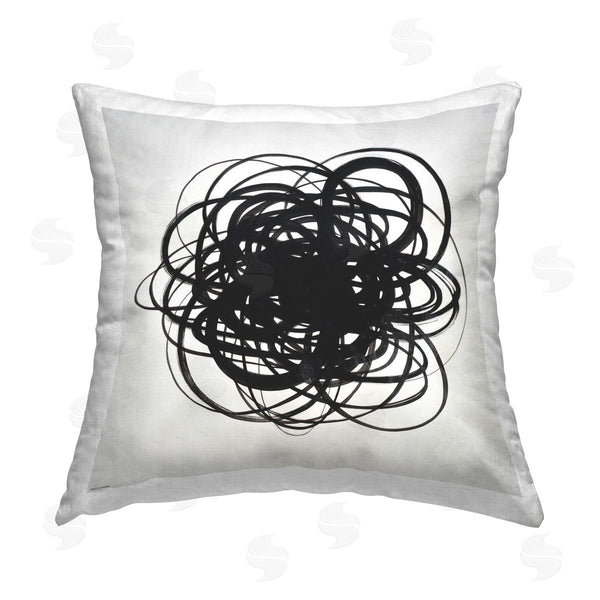 stupell industries KC Haxton | Modern Black Chaotic Scribble Printed Throw Pillow