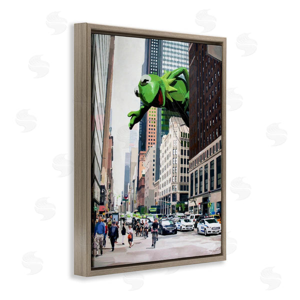 Stupell Industries Keith Thomson | Frog Character Over City