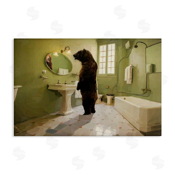 stupell industries Keith Thomson | The Houseguest Bear in Bathroom Wall Art