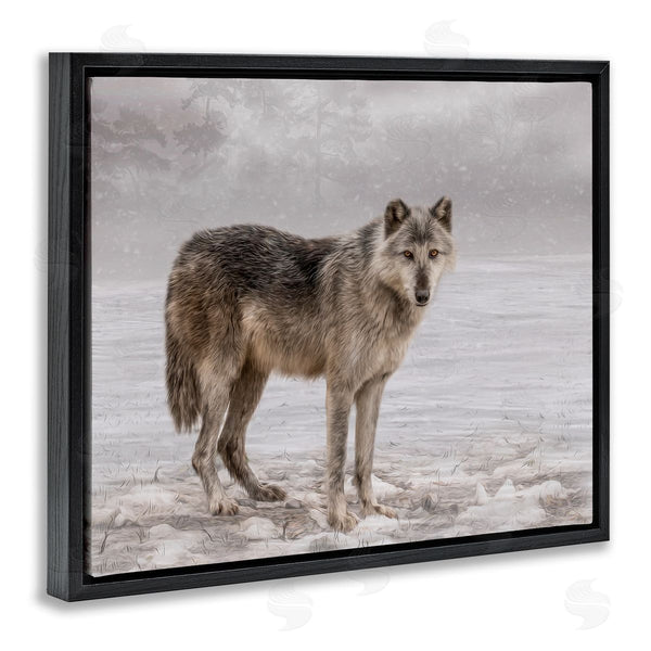 Stupell Industries Kelley Parker | Lone Coyote Wolf Snowy Field Landscape Intricate Details Wall Art