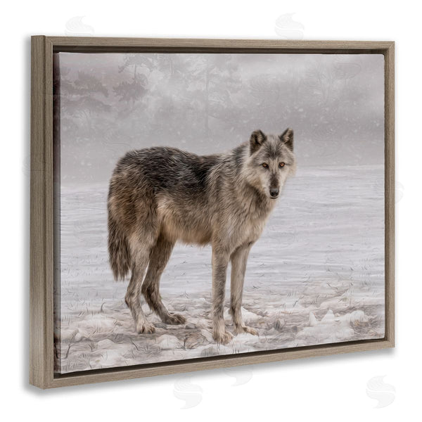 Stupell Industries Kelley Parker | Lone Coyote Wolf Snowy Field Landscape Intricate Details Wall Art