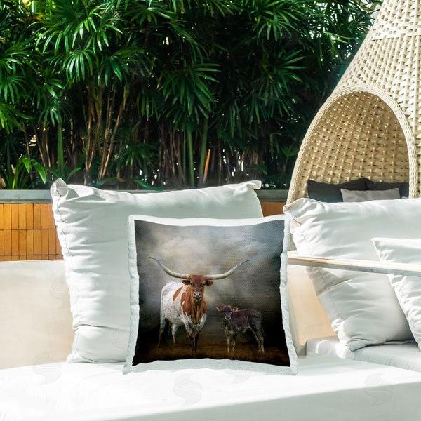 Stupell Industries Kelley Parker | Longhorn & Calf Babysitter Printed Throw Pillow