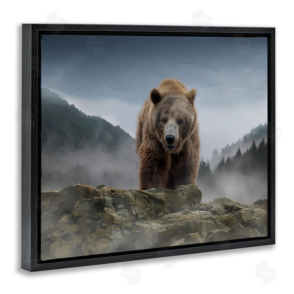 Stupell Industries Kelley Parker | Roaring Brown Grizzly Bear Rocky Mountain Top View Wall Art