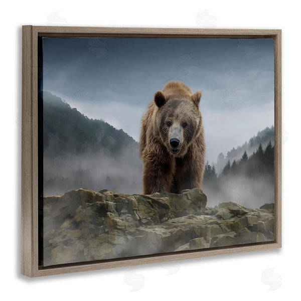 Stupell Industries Kelley Parker | Roaring Brown Grizzly Bear Rocky Mountain Top View Wall Art