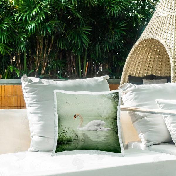 Stupell Industries Kelley Parker | Swan's Sanctuary Misty Lake Printed Throw Pillow