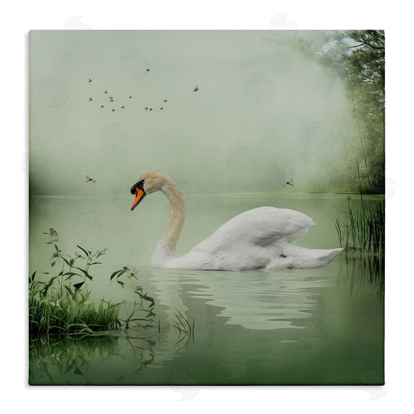 stupell industries Kelley Parker | Swan's Sanctuary Misty Lake Wall Art