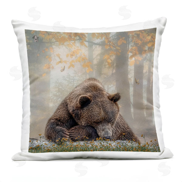Stupell Industries Kelley Parker | Woodland Bear Among Wildflowers Printed Throw Pillow