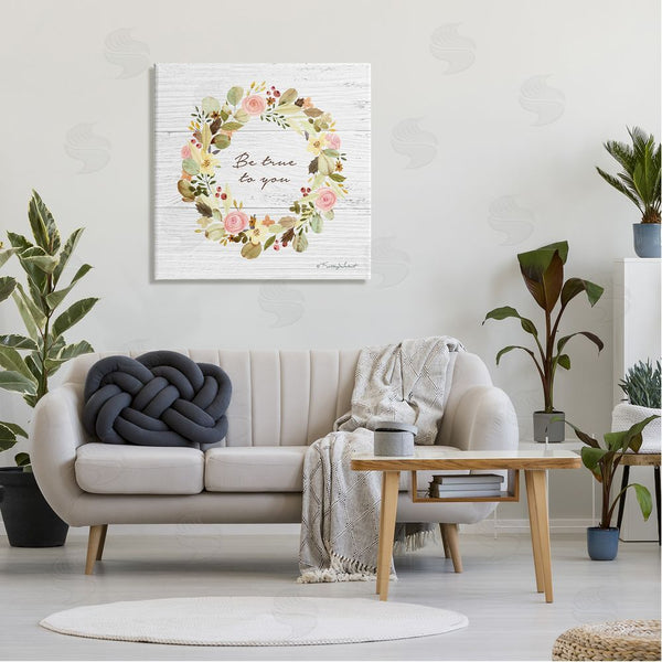 Stupell Industries Kelley Talent | Be True To You Peony Wreath Wall Art