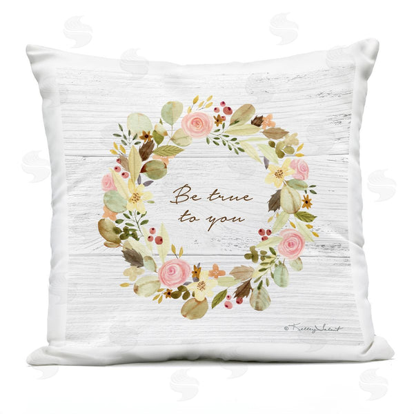 Stupell Industries Kelley Talent | Be True To You Rose Wreath Printed Throw Pillow