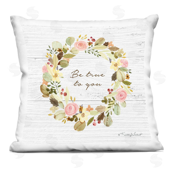 stupell industries Kelley Talent | Be True To You Rose Wreath Printed Throw Pillow