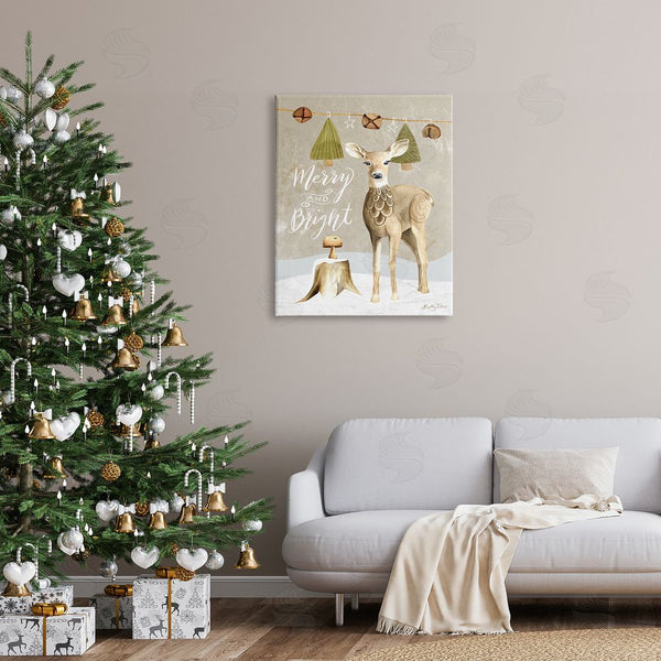 Stupell Industries Kelley Talent | Deer & Jingling Bells Snowy Winter Scene Calligraphy Wall Art