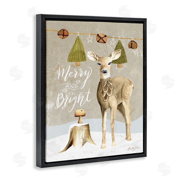 Stupell Industries Kelley Talent | Deer & Jingling Bells Snowy Winter Scene Calligraphy Wall Art