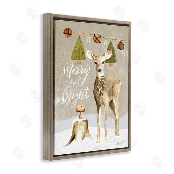 Stupell Industries Kelley Talent | Deer & Jingling Bells Snowy Winter Scene Calligraphy Wall Art