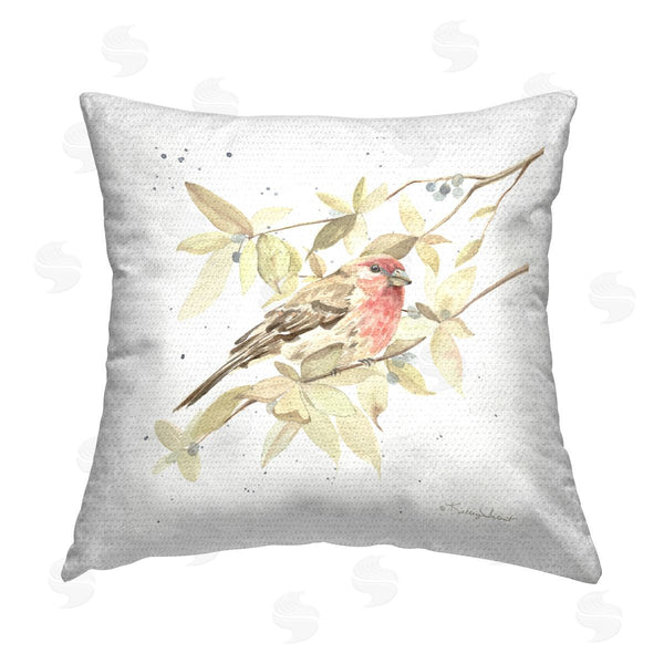 Stupell Industries Kelley Talent | Finch Perched On Branch Printed Throw Pillow