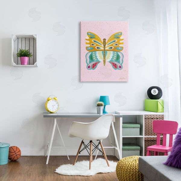 Stupell Industries Kelley Talent | Glitzy Butterfly On Pink Wall Art
