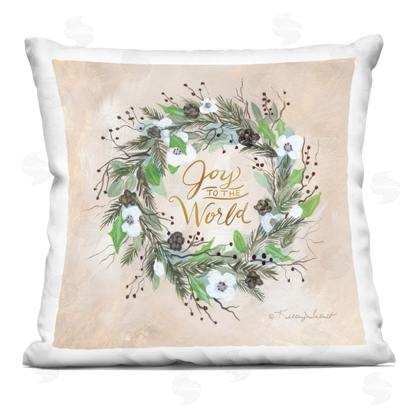 stupell industries Kelley Talent | Joy To The World Pine Wreath Printed Throw Pillow