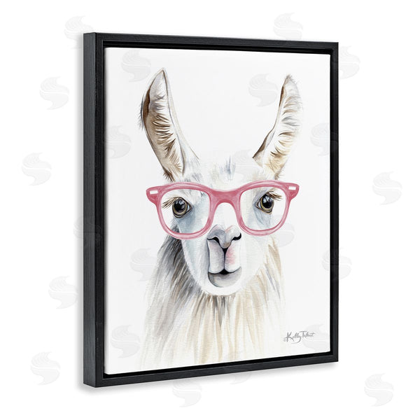 Stupell Industries Kelley Talent | Llama Wearing Pink Glasses Casual Animal Portrait Wall Art