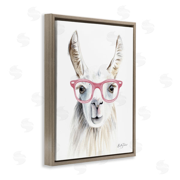 Stupell Industries Kelley Talent | Llama Wearing Pink Glasses Casual Animal Portrait Wall Art