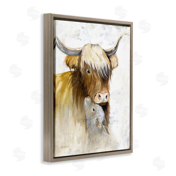 Stupell Industries Kelley Talent | Neutral Longhorn & Calf Wall Art