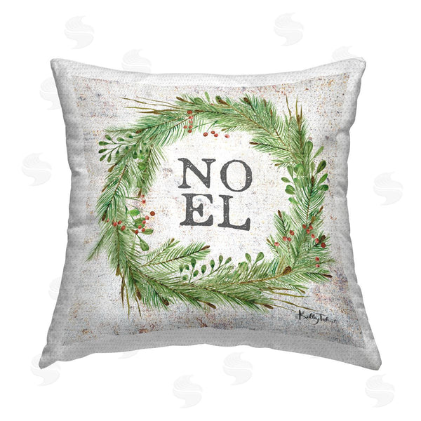 Stupell Industries Kelley Talent | Noel Holiday Wreath Printed Throw Pillow