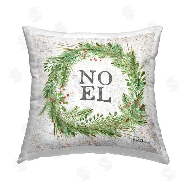 stupell industries Kelley Talent | Noel Holiday Wreath Printed Throw Pillow