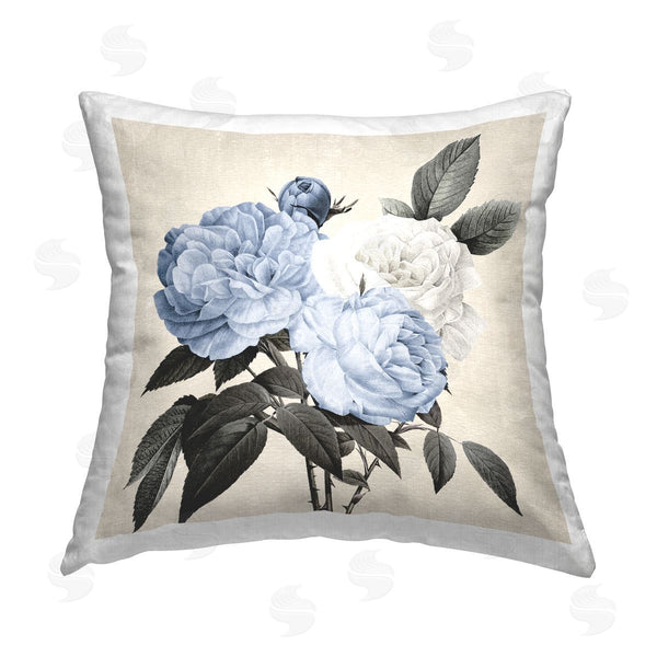 stupell industries Kelly Donovan | Blue Peony Blossoms Printed Throw Pillow