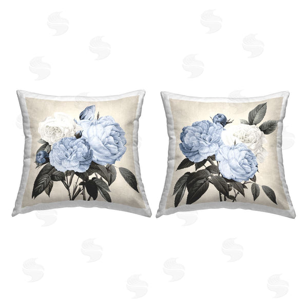 stupell industries Kelly Donovan | Blue Rose Blossoms Printed Throw Pillow Set