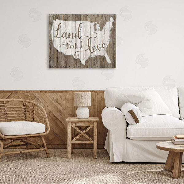 Stupell Industries Kelly Donovan | Land I Love United States Map Rustic Background Wall Art