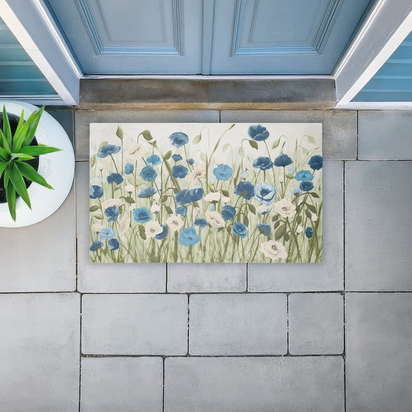 Stupell Industries Kelly Elizabeth | Blue Poppy Garden Non-Woven Door Mat