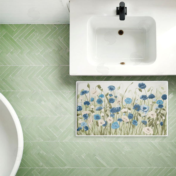 Stupell Industries Kelly Elizabeth | Blue Poppy Garden Plush Bath Mat