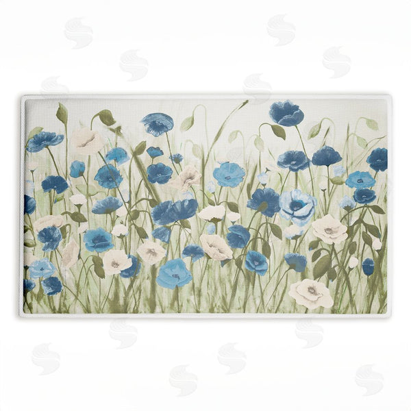stupell industries Kelly Elizabeth | Blue Poppy Garden Plush Bath Mat