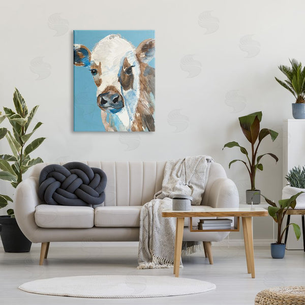 Stupell Industries Kelly Elizabeth | Cow With Blue Background Wall Art