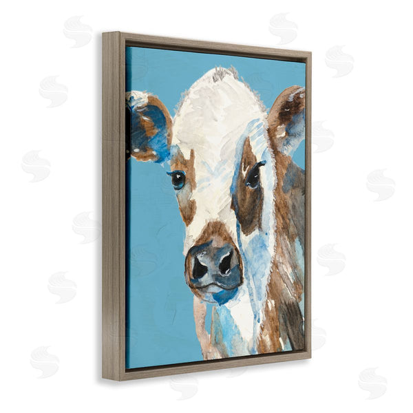 Stupell Industries Kelly Elizabeth | Cow With Blue Background Wall Art