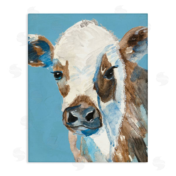 stupell industries Kelly Elizabeth | Cow with Blue Background Wall Art