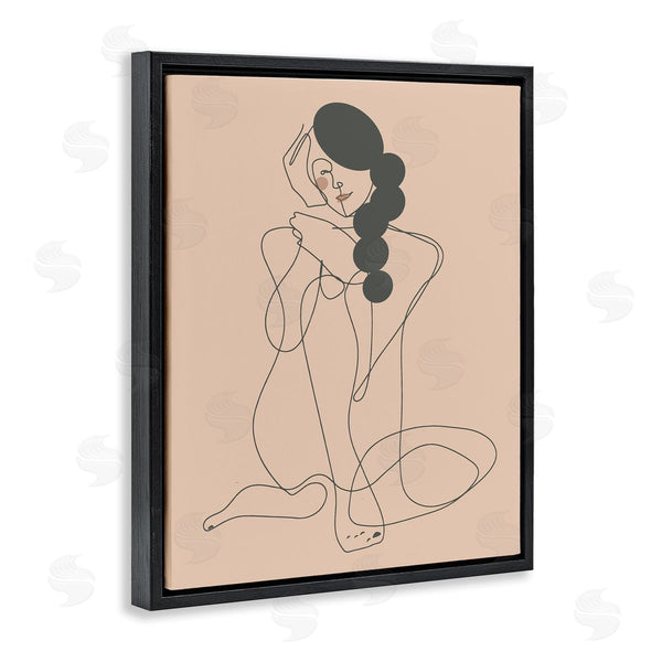 Stupell Industries Kendra Shedenhelm | Abstract Woman Sitting Scribble Drawing Smiling Outline Wall Art