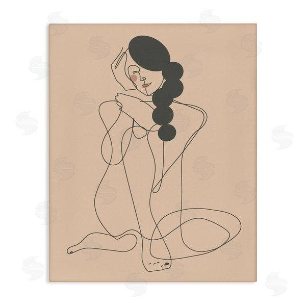 Stupell Industries Kendra Shedenhelm | Abstract Woman Sitting Scribble Drawing Smiling Outline Wall Art