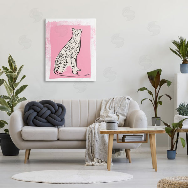 Stupell Industries Kendra Shedenhelm | Modern Cheetah Ink Lines Blocked Pink Border Wall Art
