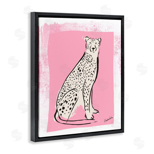 Stupell Industries Kendra Shedenhelm | Modern Cheetah Ink Lines Blocked Pink Border Wall Art