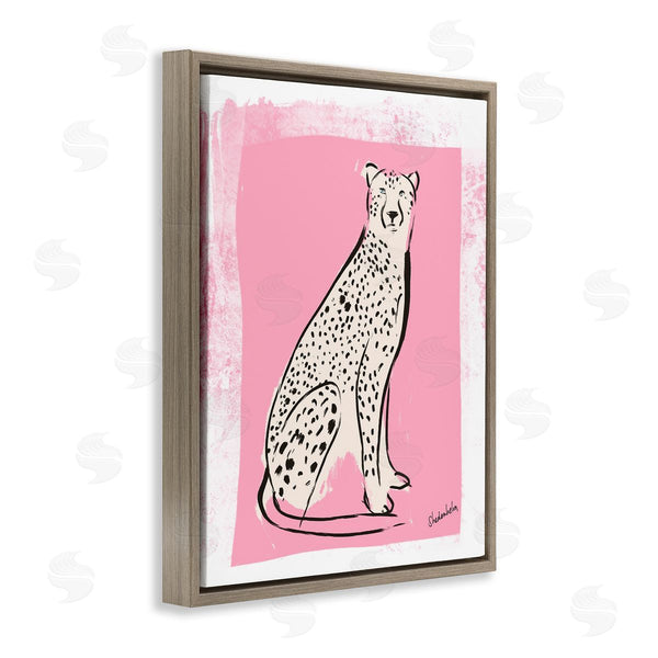Stupell Industries Kendra Shedenhelm | Modern Cheetah Ink Lines Blocked Pink Border Wall Art