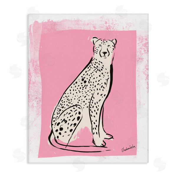 stupell industries Kendra Shedenhelm | Modern Cheetah Ink Lines Blocked Pink Border Wall Art