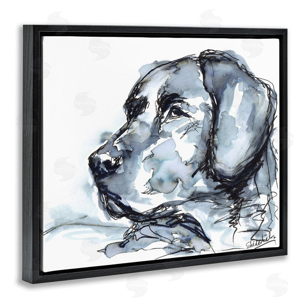 Stupell Industries Kendra Shedenhelm | Monochrome Ink Dog Portrait Abstract Watercolor Detail Wall Art