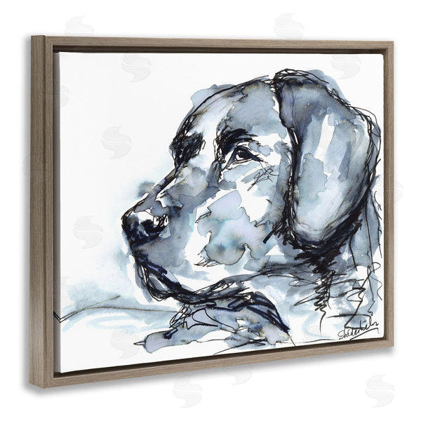 Stupell Industries Kendra Shedenhelm | Monochrome Ink Dog Portrait Abstract Watercolor Detail Wall Art