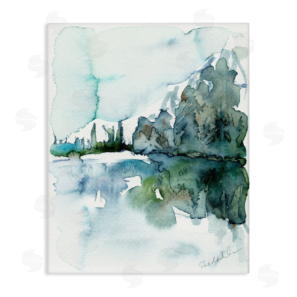 stupell industries Kendra Shedenhelm | Trees Lake Reflection Modern Landscape Watercolor Effect Wall Art