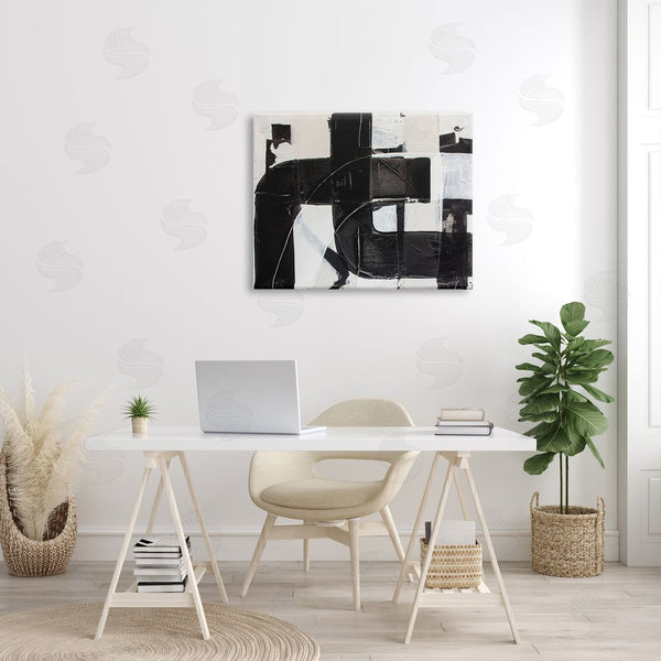 Stupell Industries Kent Youngstrom | Geometric Black White Abstract Industrial Shapes Wall Art