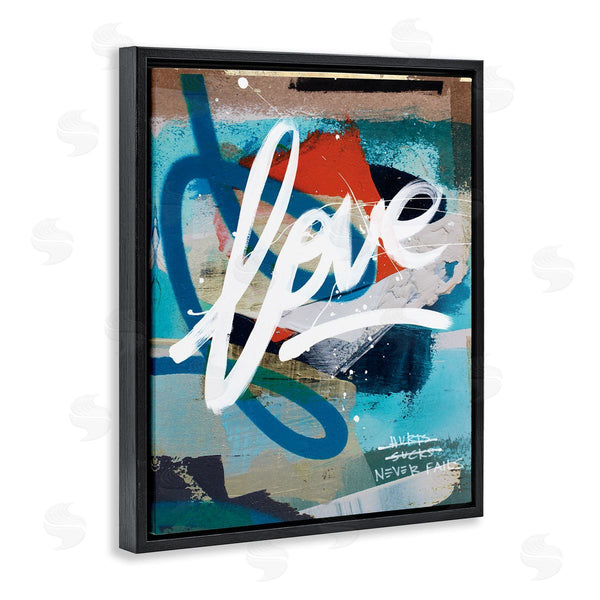 Stupell Industries Kent Youngstrom | Graffiti Love Text Modern Urban Blue Pattern