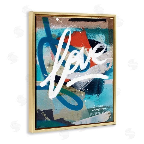 Stupell Industries Kent Youngstrom | Graffiti Love Text Modern Urban Blue Pattern