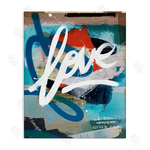 stupell industries Kent Youngstrom | Graffiti Love Text Modern Urban Blue Pattern