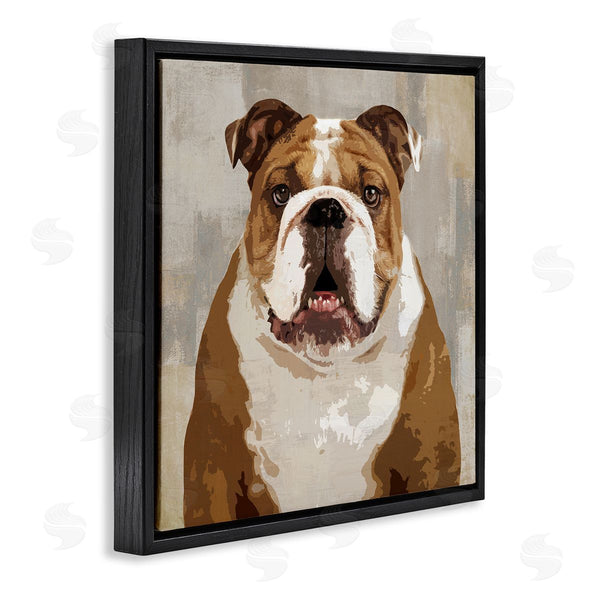 Stupell Industries Keri Rodgers | Bulldog Hungrily Waiting Dull Abstract Background Pet Collage Wall Art