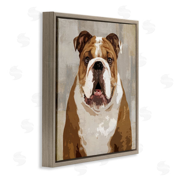 Stupell Industries Keri Rodgers | Bulldog Hungrily Waiting Dull Abstract Background Pet Collage Wall Art